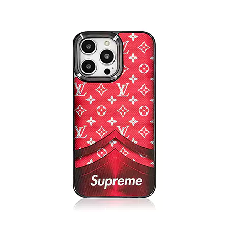 supreme風 赤 アイフォーン 15 カバー