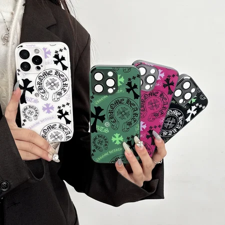 オシャレ アイフォン 16プラス スマホケース chrome hearts風 